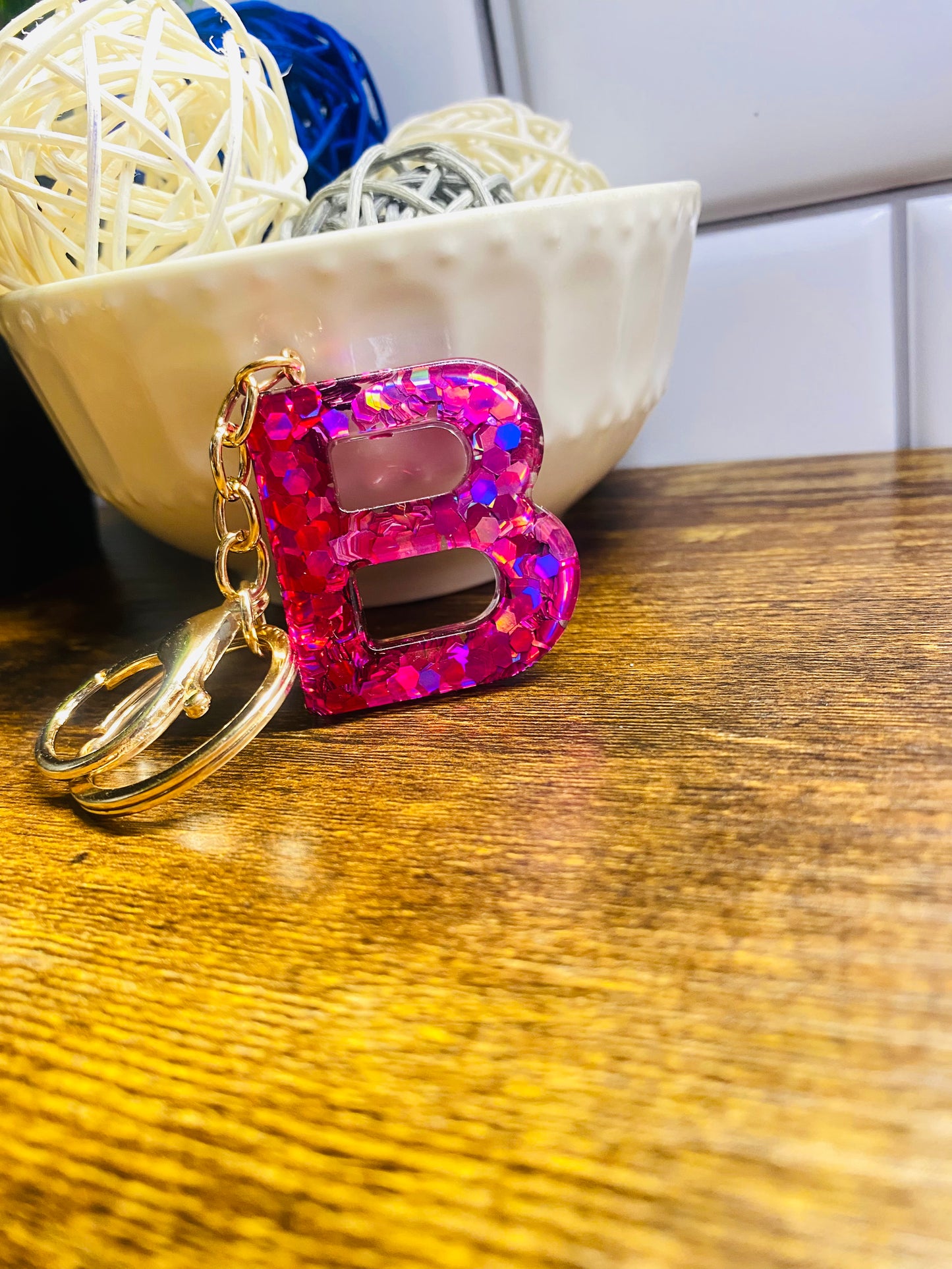 Pink Sparkle Keychain