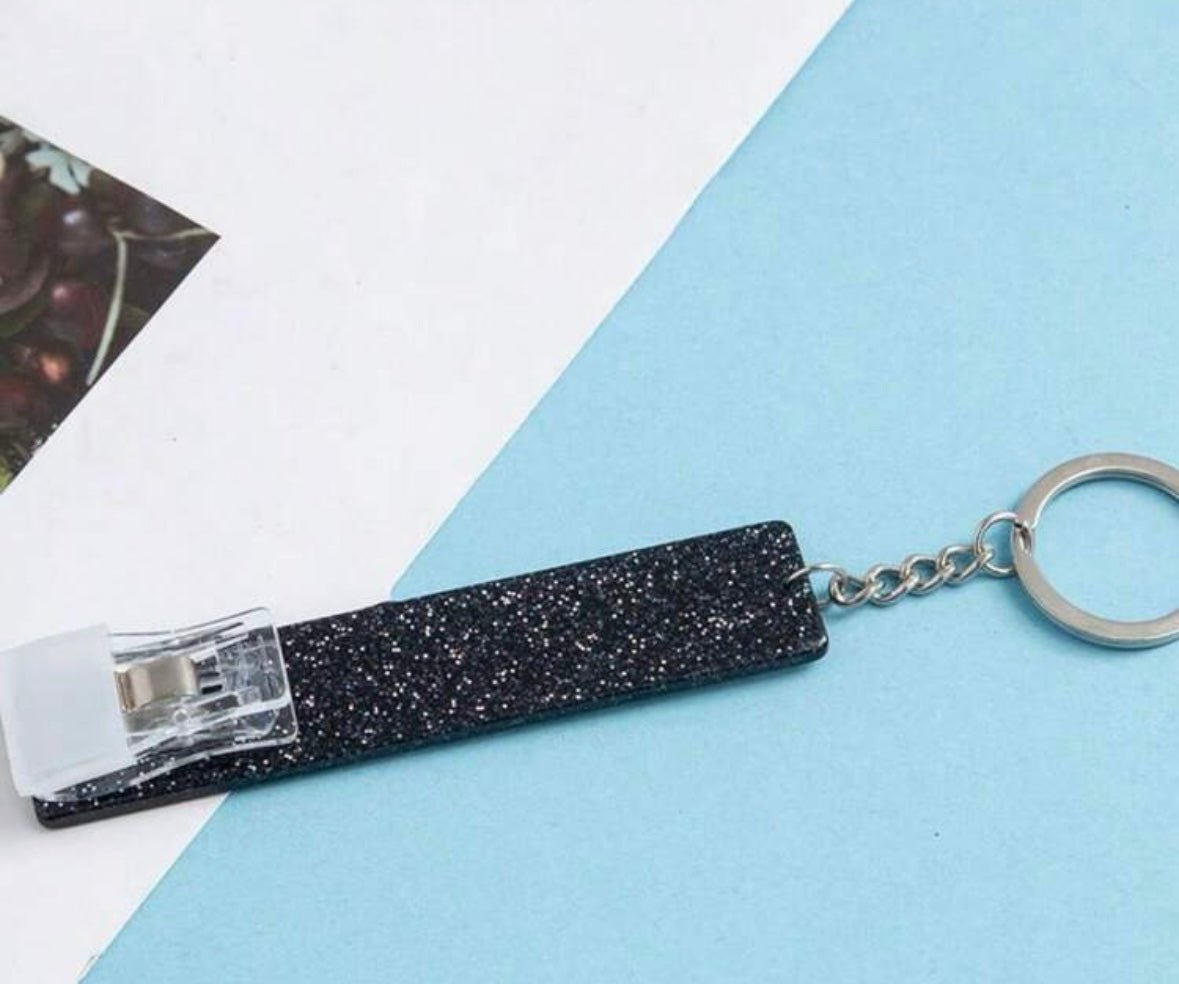 Card Clipper Glitter  Keychain