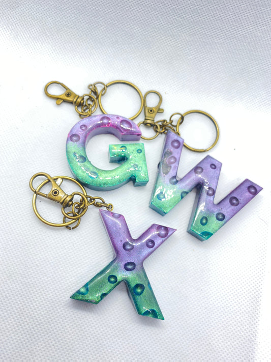 Purple/Green Waterdrop Keychain